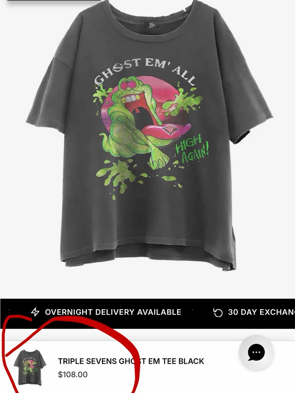 Triple 7 Ghost Em' Graphic Tee - Black with Green & Pink